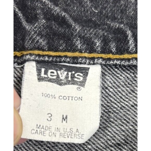 Levi's Sz 3 (Actual 22x28) High Rise 17525-0267 USA 100% Cotton Black Jeans EUC - Picture 3 of 10